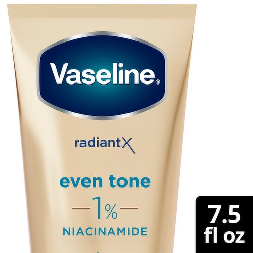 Vaseline Radiant X Even Tone 1% Niacinamide Silky Body Lotion, 7.5 fl oz