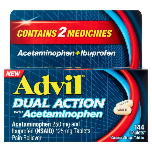 Advil Dual Action with Acetaminophen Caplets, 144 count