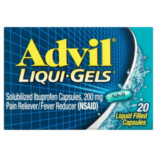 Advil Liqui-Gels Solubilized Ibuprofen Liquid Filled Capsules, 200 mg, 20 count