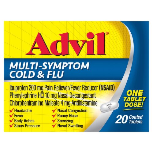 Advil Multi-Symptom Cold & Flu Coated Tablets, 20 count