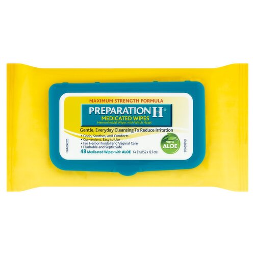 Preparation H Maximum Strength Formula Medicated Wipes, 48 count