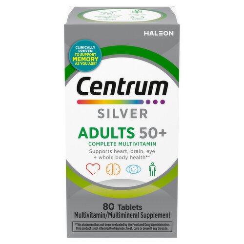 Centrum Silver Multivitamin for Adults 50 Plus, Multivitamin/Multimineral Supplement - 80 Count