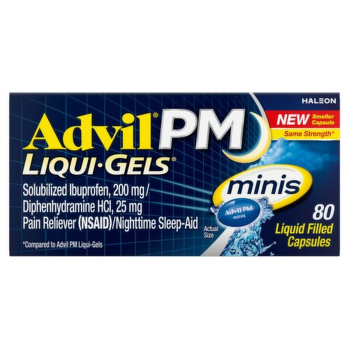 Haleon Advil PM Liqui-Gels Minis Liquid Filled Capsules ,80 count