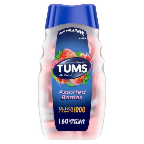 Tums Ultra Strength Assorted Berries Calcium Carbonate Antacid, 1000 mg, 160 count