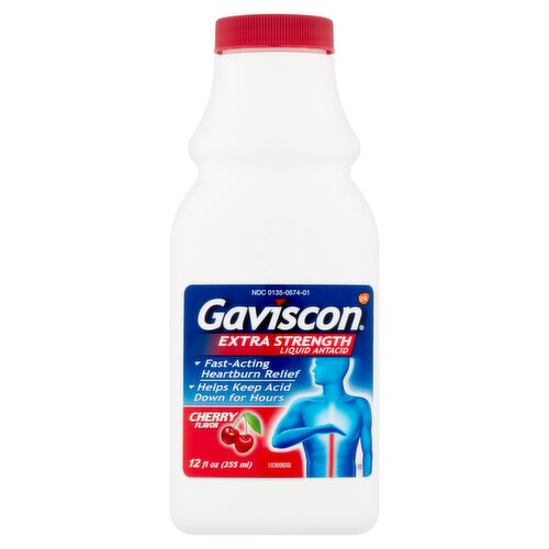 Gaviscon Extra Strength Cherry Flavor Liquid Antacid, 12 fl oz