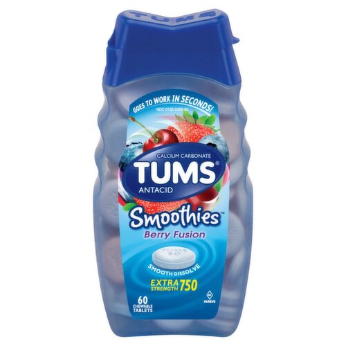 Tums Smoothies Berry Fusion Extra Strength 750 Chewable Tablets, 60 count