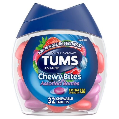 Tums Chewy Bites Assorted Berries Calcium Carbonate Antacid, 32 count