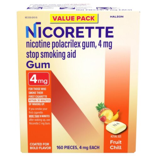 Haleon Nicorette Fruit Chill Gum Value Pack, 4 mg, 160 count