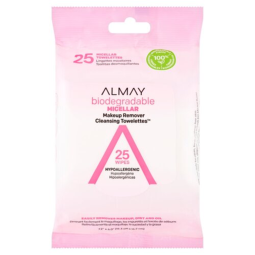 Almay Biodegradable Micellar Makeup Remover Cleansing Towelettes, 25 count