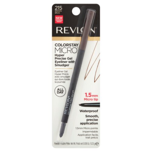 Revlon ColorStay Micro 215 Brown Hyper Precise Gel Eyeliner with Smudger, 0.008 oz