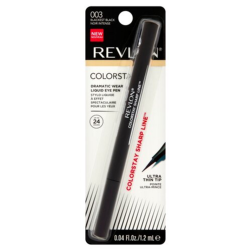 Revlon ColorStay Sharp Line 003 Blackest Black Dramatic Wear Liquid Eye Pen, 0.04 fl oz