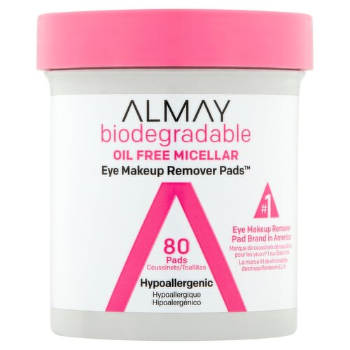 Almay Biodegradable Oil Free Micellar Eye Makeup Remover Pads, 80 count