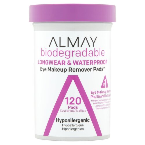 Almay Biodegradable Longwear & Waterproof Eye Makeup Remover Pads, 120 count