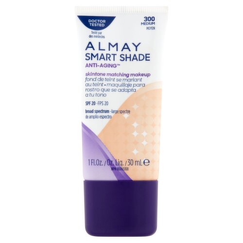 Almay Smart Shade Anti-Aging 300 Medium Broad Spectrum Skintone Matching Makeup, SPF 20, 1 fl oz