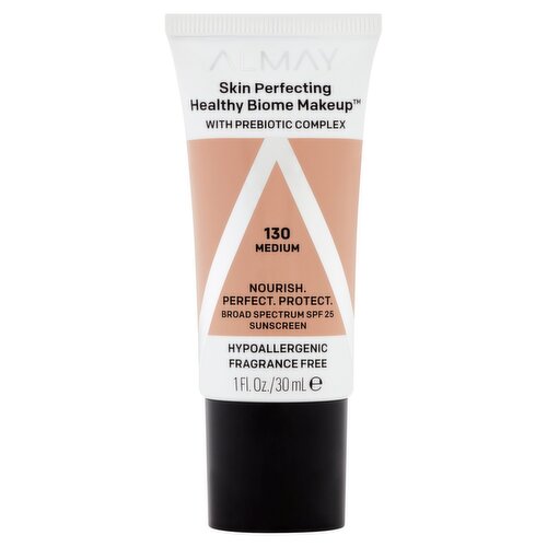 Almay 130 Medium Skin Perfecting Healthy Biome Makeup Broad Spectrum Sunscreen, SPF 25, 1 fl oz