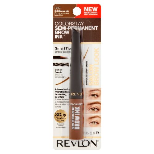 Revlon ColorStay 352 Soft Brown Ink Semi-Permanent Brow Ink, 0.09 fl oz