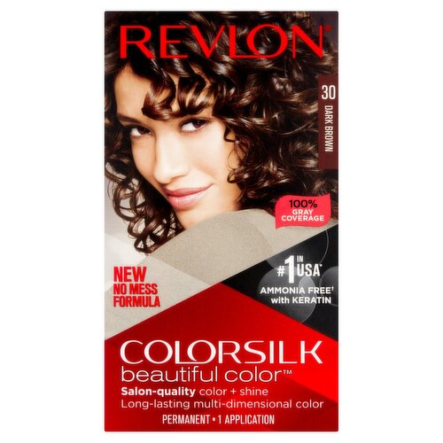 Revlon ColorSilk Beautiful Color 30 Dark Brown Permanent Haircolor, 1 application