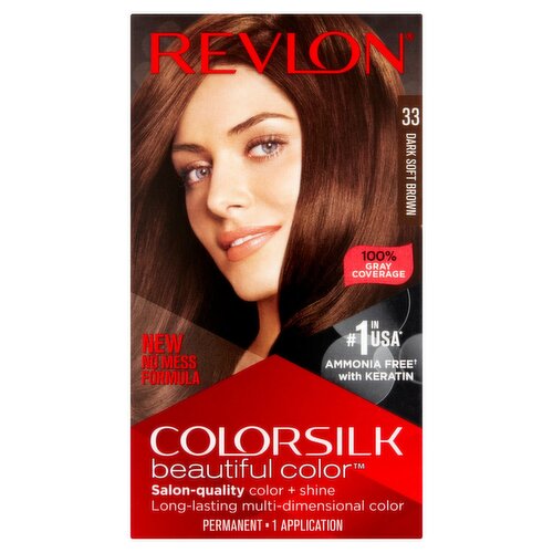 Revlon ColorSilk Beautiful Color 33 Dark Soft Brown Permanent Haircolor, 1 application