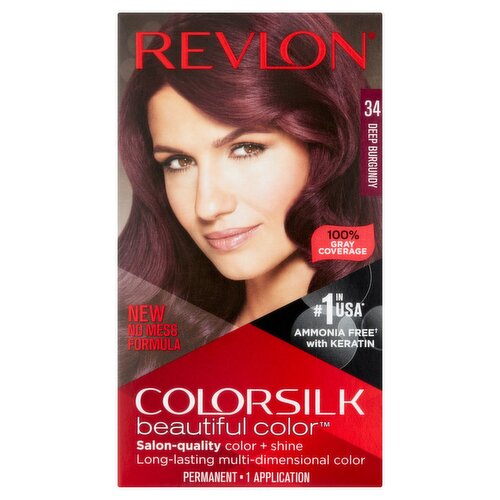 Revlon ColorSilk Beautiful Color 34 Deep Burgundry Permanent Haircolor, 1 application