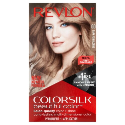 Revlon ColorSilk Beautiful Color 60 Dark Ask Blonde Permanent Hair Color, 1 application