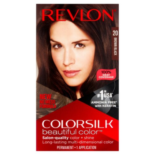Revlon ColorSilk Beautiful Color 20 Brown Black Permanent Haircolor, 1 application