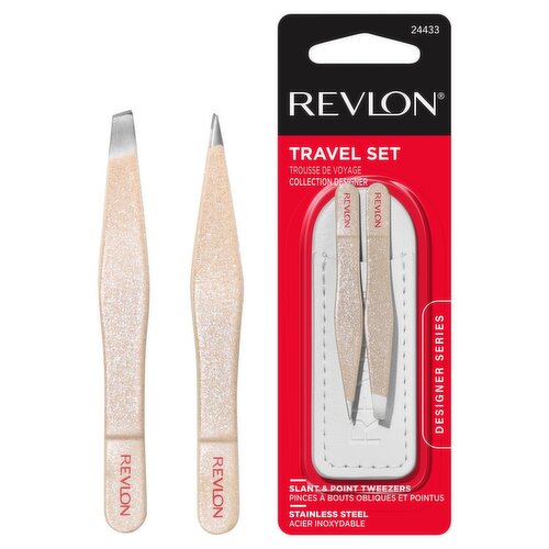 Revlon Stainless Steel Slant & Point Tweezers Travel Set