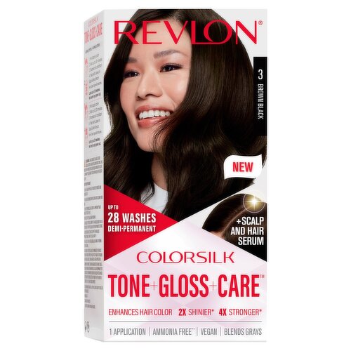 Revlon Colorsilk Tone+Gloss+Care 3 Brown Black Demi-Permanent Hair Color, 1 application