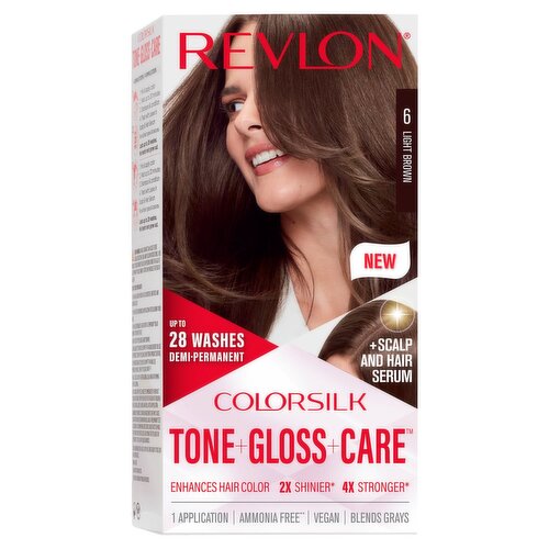 Revlon Colorsilk Tone+Gloss+Care 6 Light Brown Demi-Permanent Hair Color, 1 application