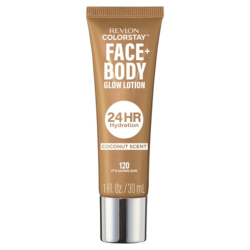Revlon Colorstay 120 It's Giving Sun Coconut Scent Face + Body Glow Lotion, 1 fl oz