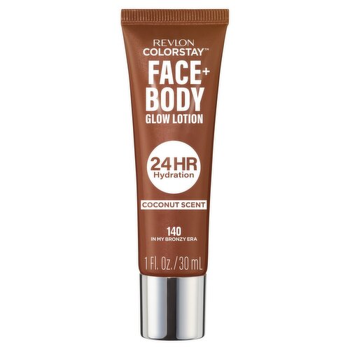 Revlon Colorstay 140 In My Bronzy Era Coconut Scent Face + Body Glow Lotion, 1 fl oz