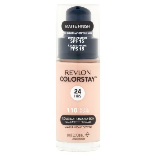 Revlon ColorStay Matte Finish 110 Ivory Broad Spectrum Makeup, SPF 15, 1.0 fl oz