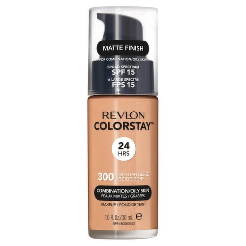 Revlon ColorStay Matte Finish 300 Golden Beige Broad Spectrum Makeup, SPF 15, 1.0 fl oz