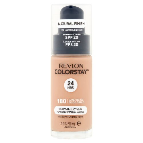 Revlon ColorStay Natural Finish 180 Sand Beige Broad Spectrum Makeup, SPF 20, 1.0 fl oz