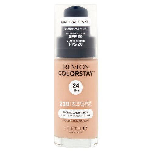 Revlon ColorStay Natural Finish 220 Natural Beige Broad Spectrum Makeup, SPF 20, 1.0 fl oz