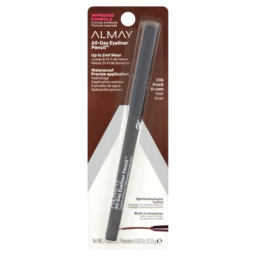 Almay 206 Black Brown All-Day Eyeliner Pencil, 0.01 oz