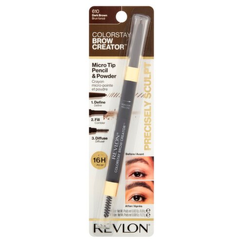 Revlon ColorStay Brow Creator 610 Dark Brown Micro Tip Pencil & Powder