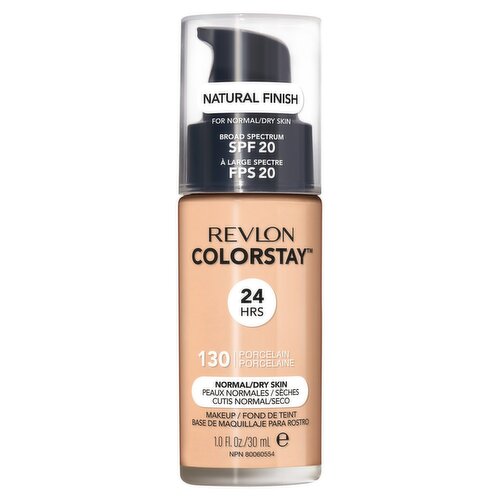 Revlon ColorStay Natural Finish 130 Porcelain Broad Spectrum Makeup, SPF 20, 1.0 fl oz