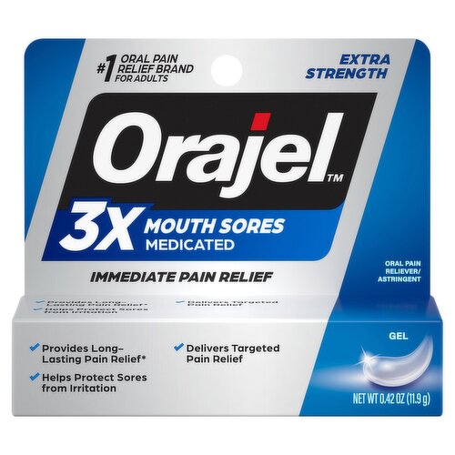 Orajel 3X Medicated For All Mouth Sores Gel, 0.42 oz