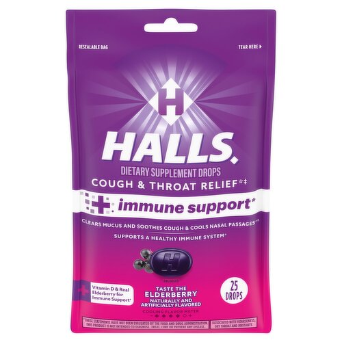 Halls Taste the Elderberry Dietary Supplement Drops, 25 count