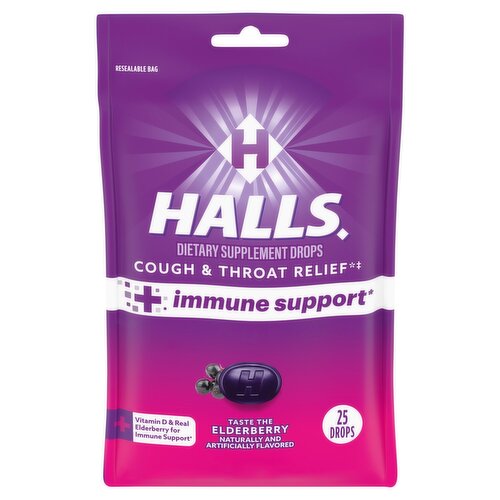 Halls Taste the Elderberry Dietary Supplement Drops, 25 count