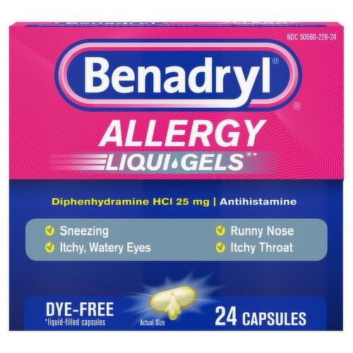 Benadryl Allergy Dye-Free Liqui-Gels, 24 count