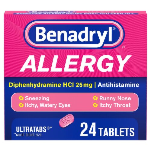 Benadryl Ultratabs Allergy Tablets, 24 count