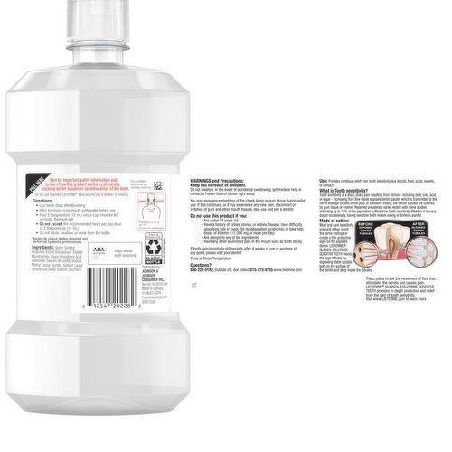 Listerine Sensitive Teeth Fresh Mint Mild Taste Mouthwash, 1.05 pt