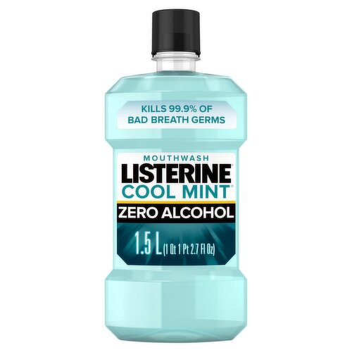 Listerine Cool Mint Zero Alcohol Mouthwash, 1 qt, 1 pt, 2.7 fl oz