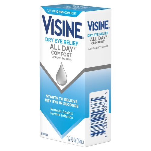 Visine Dry Eye Relief All Day Comfort Lubricant Eye Drops, 1/2 fl. oz