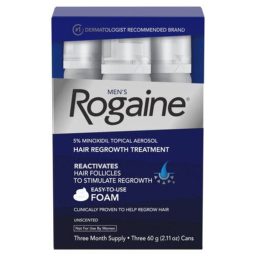 Rogaine Men's Unscented Hair Regrowth Treatment, 3 count, 2.11 oz