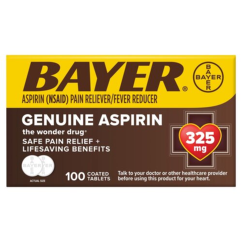 Bayer Genuine Aspirin Coated Tablets 325 mg, 100 count