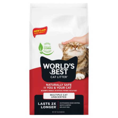 World's Best Cat Litter Multiple Cat Unscented Cat Litter, 15 lb