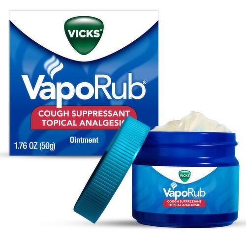 Vicks VapoRub, Original, Cough Suppressant, Topical Chest Rub & Analgesic Ointment,  Medicated Vick