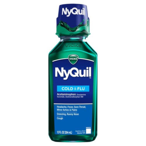 VICKS NyQuil Cold & Flu Nighttime Relief Liquid, 12 fl oz